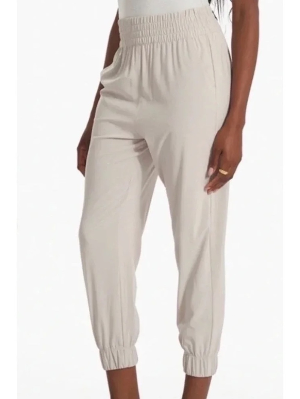 Relaxed Drawstring Waist Jogger Pants - Cream